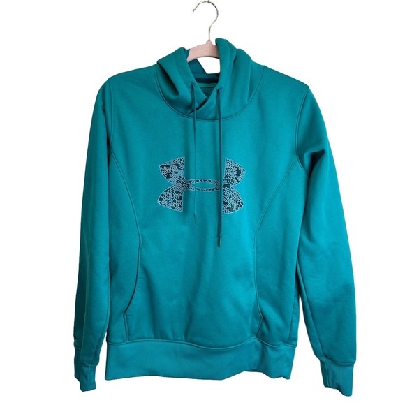 Under Armour Hooded Pullover Fleece Jacket Women’s sz. M Green Storm Pulse - Picture 4 of 10